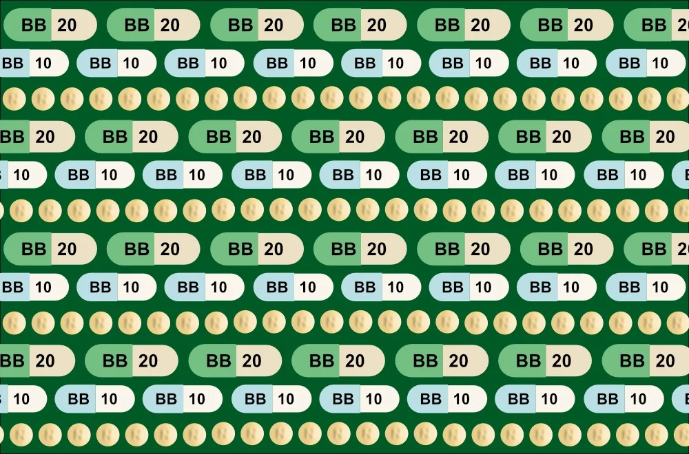 a graphic showing a matrix of Fluoxetine capsules and Amitriptyline tablets.