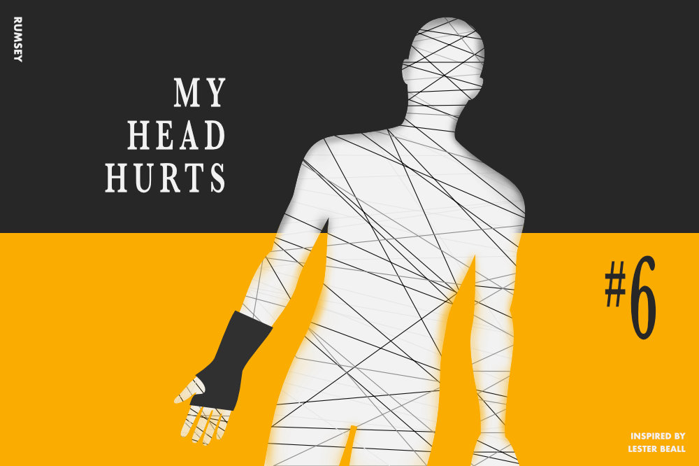 A graphic, inspired by Lester Beall, illustrating positivity in the face of pain